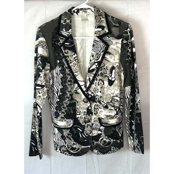 Felicity Jackets & Blazers - Felicity Jazzy Rhinestone Stud Jacket  with Shoe & Hat Decor Size Small